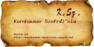 Kornhauser Szofrónia névjegykártya